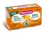 Плодово пюре Plasmon - Ябълка, манго, кайсия и банан, 2 х 104 g