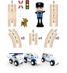 Дървен железопътен комплект J′adore - Полиция, 25 части