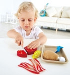 Дървен комплект Hape - Продукти за рязане, Риба и месо, 9 части