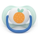 Залъгалки Philips Avent - Ultra Air, с декорация Мече и плод с кутия за стерилизиране, 0-6 m, 2 броя