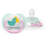 Залъгалки Philips Avent - Ultra Air, с декорация Папагал и ягода с кутия за стерилизиране, 0-6 m, 2 броя