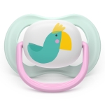 Залъгалки Philips Avent - Ultra Air, с декорация Папагал и ягода с кутия за стерилизиране, 0-6 m, 2 броя