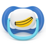 Залъгалки Philips Avent - Ultra Air, с декорация Маймунка и банан с кутия за стерилизиране, 6-18 m, 2 броя