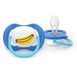 Залъгалки Philips Avent - Ultra Air, с декорация Маймунка и банан с кутия за стерилизиране, 6-18 m, 2 броя
