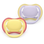 Залъгалки Philips Avent - Ultra Air, за момиче, пастелни цветове с кутия за стерилизиране, 0-6 m, 2 броя