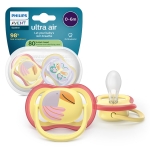 Залъгалки Philips Avent - Ultra Air, с декорация Пеперуда и птица с кутия за стерилизиране, 0-6 m, 2 броя