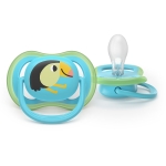 Залъгалки Philips Avent - Ultra Air, с декорация Тукан и тигър с кутия за стерилизиране, 6-18 m, 2 броя