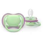 Залъгалки Philips Avent - Ultra Air, Зелена & Розова с кутия за стерилизиране, 6-18 m, 2 броя