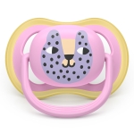 Залъгалки Philips Avent - Ultra Air, с декорация Листо и коте с кутия за стерилизиране, 6-18 m, 2 броя