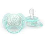 Залъгалки Philips Avent - Ultra Soft, с декорация Птица и охлюв с кутия за стерилизиране, 0-6 m, 2 броя