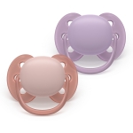 Залъгалки Philips Avent - Ultra Soft, пастелни цветове с кутия за стерилизиране, 6-18 m, 2 броя