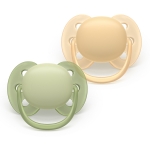 Залъгалки Philips Avent - Ultra Soft, за момче, пастелни цветове с кутия за стерилизиране, 6-18 m, 2 броя