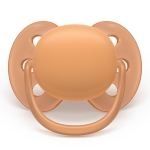 Залъгалки Philips Avent - Ultra Soft, Лилава & оранжева с кутия за стерилизиране, 18+ m, 2 броя