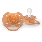 Залъгалки Philips Avent - Ultra Soft, с декорация Сърна и гъска с кутия за стерилизиране, 18+ m, 2 броя