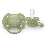 Залъгалки Philips Avent - Ultra Soft, с декорация Сърна и гъска с кутия за стерилизиране, 18+ m, 2 броя