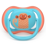 Залъгалки Philips Avent - Ultra Air, с декорация Маймунка и жаба с кутия за стерилизиране, 18 m+, 2 броя