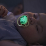 Залъгалки Philips Avent - Ultra Air Night, Неутрални пастелни цветове с кутия за стерилизиране, 0-6 m, 2 броя