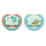Залъгалки Philips Avent - Ultra Air Night, с декорация Маймунка и хамелеон с кутия за стерилизиране, 6-18 m, 2 броя