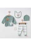 Комплект за изписване на новородено Aziz Bebe, Мече и Зайче, 5 части