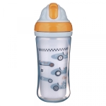 Чаша със силиконова сламка Canpol - Cars, 260 ml