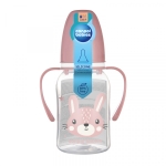 Бебешко шише с дръжки Canpol - Cute Animals, 120 ml, Оранжево