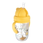 Чаша със сламка Canpol - Exotic, 270ml, Жълта
