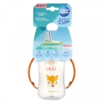 Преходна чаша със силиконов накрайник Canpol - Cute Animals, Оранжева, 320 ml