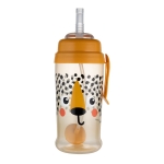 Преходна чаша със сламка Canpol - Hello Little, 350 ml, Оранжева