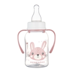 Бебешко шише с дръжки Canpol - Cute Animals, 120 ml, Оранжево