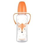 Бебешко шише с дръжки Canpol - Cute Animals, 250 ml, Оранжево