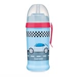 Преходна чаша със сламка Canpol - Racing, Синя кола, 350 ml