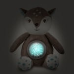 Мека играчка с музикална кутия и проектор 3 в 1 Canpol - Fawn, Кафява