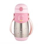 Термочаша със силиконова сламка Canpol - 300 ml, Розова