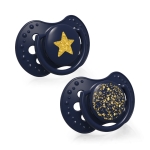 Силиконови залъгалки Lovi - Stardust, 0-3 m, 2 броя, Сини