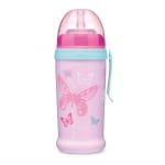Преходна чаша със сламка Canpol - Butterfly, розова, 350 ml