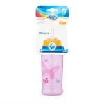 Преходна чаша със сламка Canpol - Butterfly, розова, 350 ml