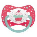 Силиконова залъгалка със симетрична форма Canpol - Cupcake, 6-18 m, Розова
