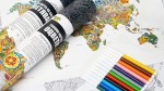 Детска образователна игра Thinkle Stars - Голяма карта на света за оцветяване
