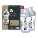 Комплект шишета Tommee Tippee - Easi Vent, Closer to Nature с декорация Панди, 340 ml, 2 броя