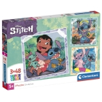 Детски пъзел Clementoni - Lilo & Stitch, 3 x 48 части