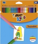 Цветни моливи BIC Kids - Tropicolors, 24 цвята