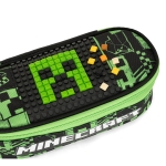 Овален ученически несесер Panini - Minecraft, Pixels, Green