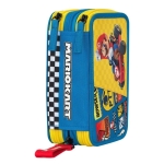 Ученически несесер с пособия Panini Super Mario - Mariokart, Blue, с 3 ципа