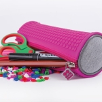 Цилиндричен ученически несесер Pixie Crew - Grey & Fuchsia