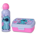 Детски сет Kids Licensing - Stitch, Алуминиева бутилка & Kутия за храна