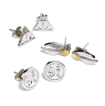 Комплект обеци Harry Potter - Deathly Hallows, Golden Snitch & Platform