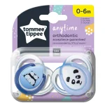 Ортодонтични залъгалки Tommee Tippee - Any Time, 0-6 m, 2 броя, Сини панди