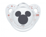 Силиконова залъгалка NUK - Mickey, 0-6 месeца, бяла