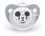 Силиконова залъгалка NUK - Mickey, 0-6 месeца, сива